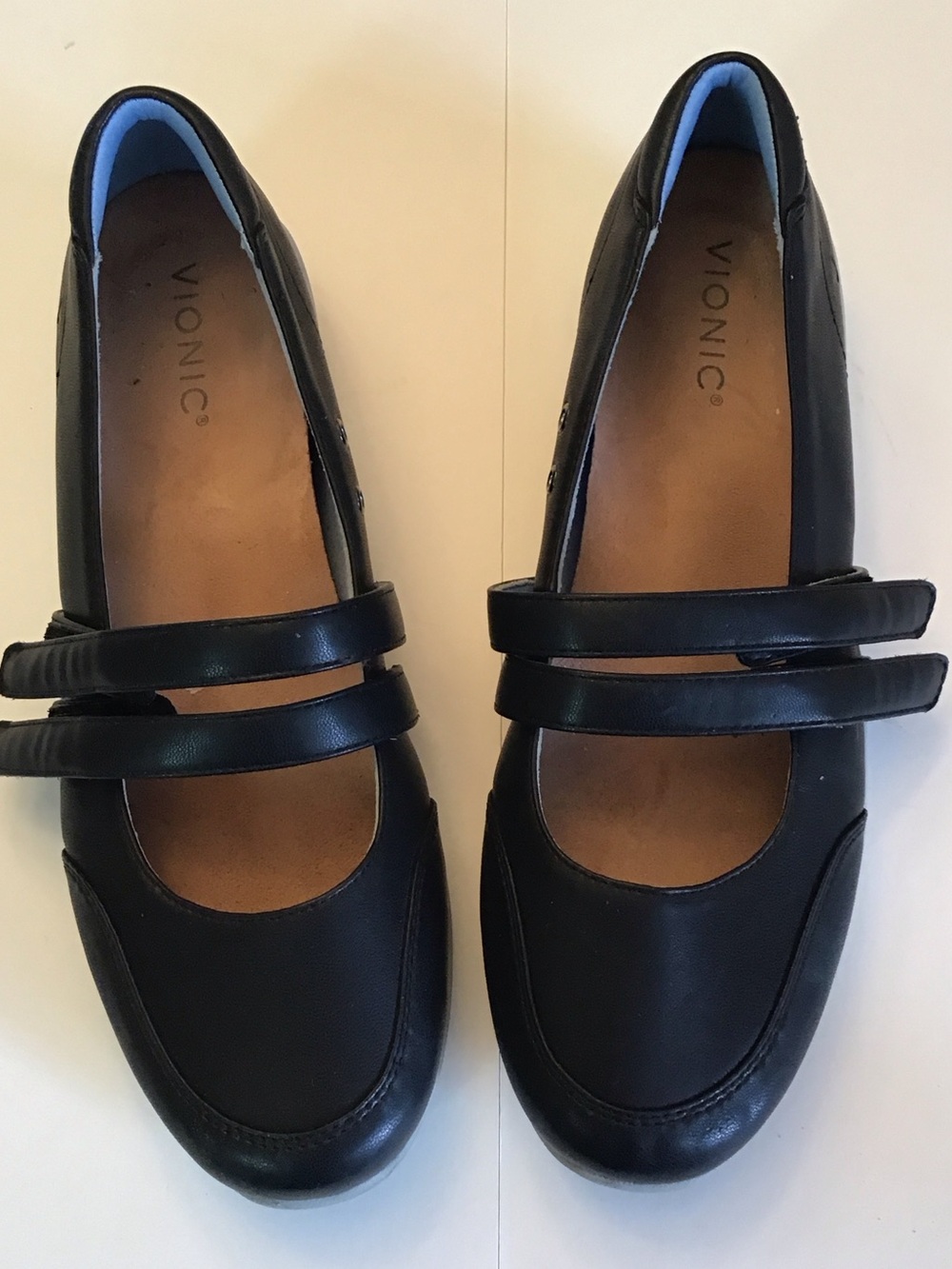 Vionic Black Double-Strap Mary Jane Flats